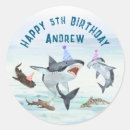 Search for shark birthday stickers Pool party