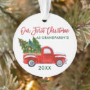 Search for new grandma ornaments Watercolor vintage red truck