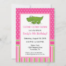 Search for alligator birthday invitations Pink