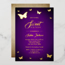 Search for purple butterfly sweet 16 invitations Gold