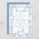 Search for toile baby shower invitations Blue and white