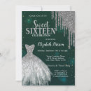 Search for silver and green sweet 16 invitations For her