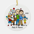 Search for family with dog ornaments Stick figures