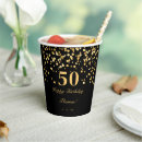 Search for birthday paper cups Black and gold