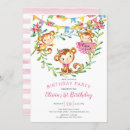 Search for monkey 1st birthday invitations Watercolor