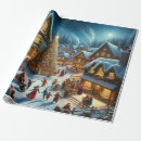 Search for winter scene wrapping paper Village