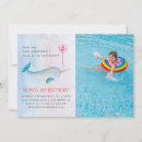 Search for narwhal birthday invitations Watercolor