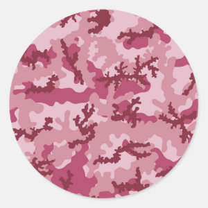 Pink and White Camo Design Square Sticker, Zazzle