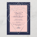 Search for navy and pink bridal shower invitations Glitter