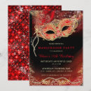 Search for black red gold masquerade party invitations Elegant