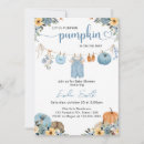 Search for pumpkin baby boy shower invitations Blue