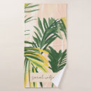 Search for green leaves bath towels Boho