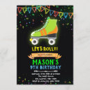 Search for neon roller skate birthday invitations Glow in the dark