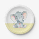 Search for elephant baby shower plates Yellow