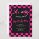 Search for hot pink sweet 16 invitations Retro