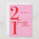 Search for pink 21st birthday invitations Bright pink and red
