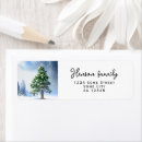 Search for snow scene return address labels Watercolor