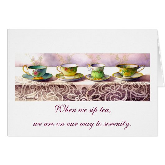 0001 Row of Teacups Alexandra Stoddard Card (Front Horizontal)