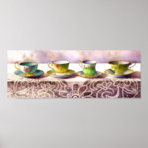 0001 Row of Teacups Art Print