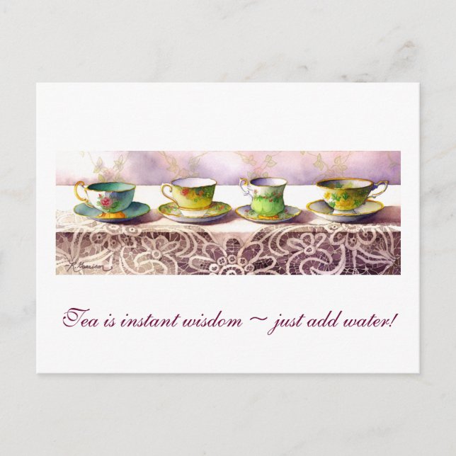 0001 Row of Teacups Astrid Alauda Postcard (Front)