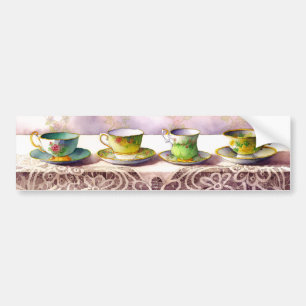 0001 Row of Teacups Bumper Sticker