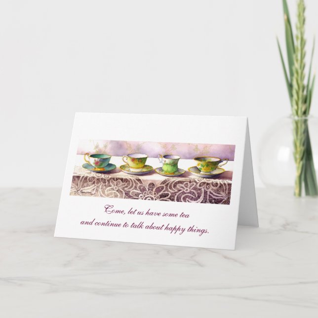 0001 Row of Teacups Chaim Potok Greeting Card (Front)