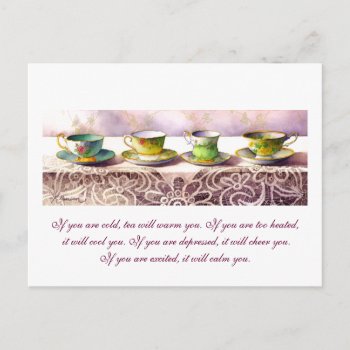 0001 Row Of Teacups Gladstone Postcard by RuthGarrison at Zazzle