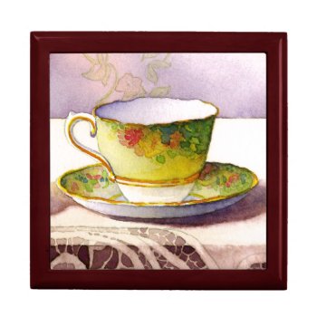 0001 Teacup On Lace Gift Box by RuthGarrison at Zazzle