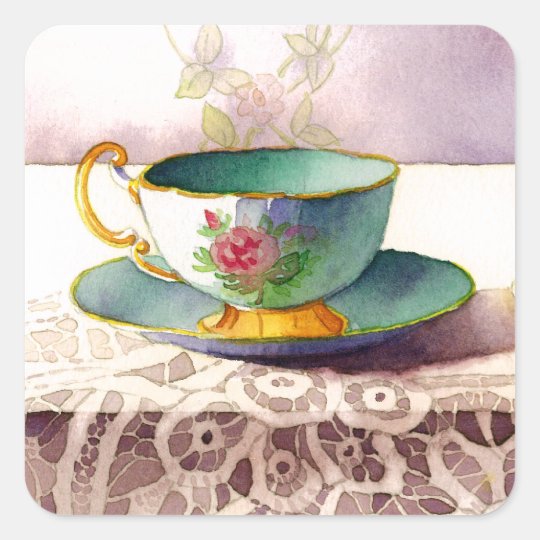 0001 Teacup on Lace Stickers