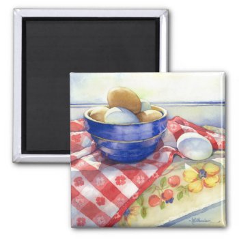 0009 Eggs In Blue Bowl Magnet by RuthGarrison at Zazzle
