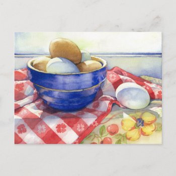 0009 Eggs In Blue Bowl Postcard by RuthGarrison at Zazzle