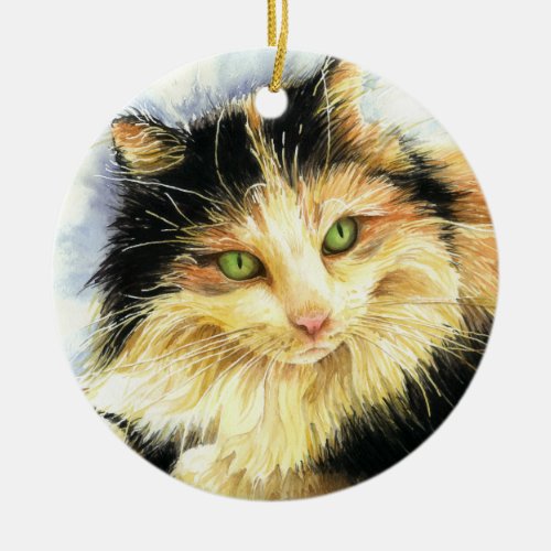 0010 Calico Cat Ceramic Ornament