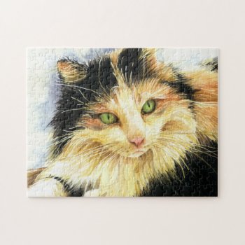 0010 Calico Cat Jigsaw Puzzle by RuthGarrison at Zazzle