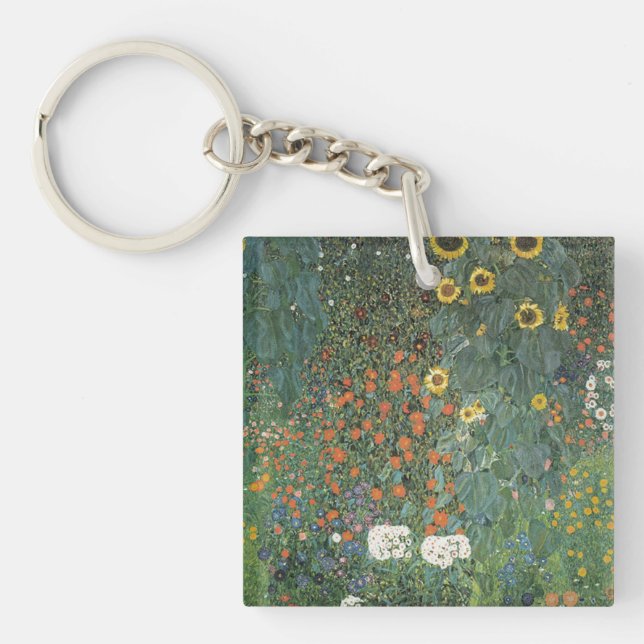 001-008 Gustav Klimt "Sunflower Farm Garden" Keychain (Front)