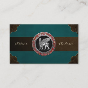 [001] Assyrian Winged Lion - Silver Lamassu Business Card