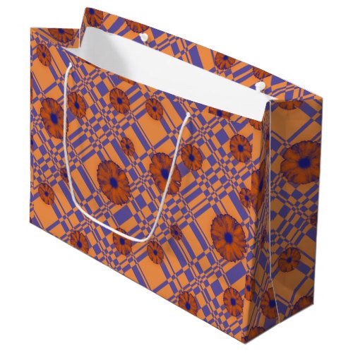 001 check flower pattern large gift bag