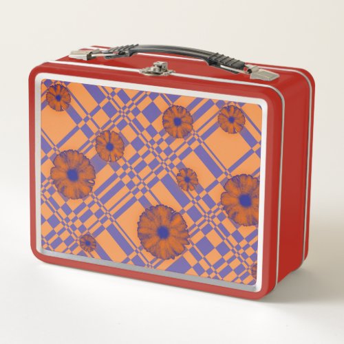 001 check flower pattern metal lunch box