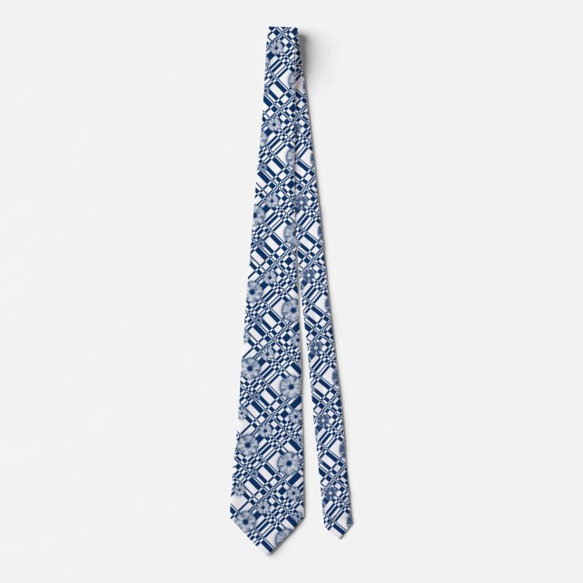 001 check flower pattern neck tie (Front)
