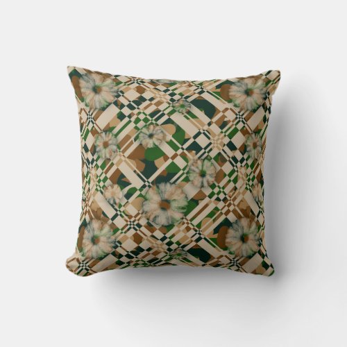 001 check flower throw pillow