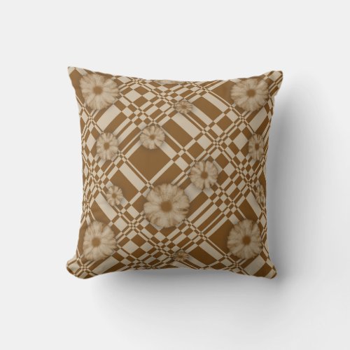 001 check flower throw pillow