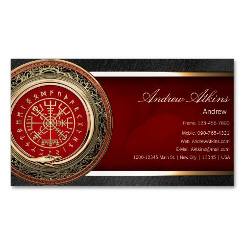 001 Vegvisir _ Gold Viking Magic Runic Compass Business Card Magnet