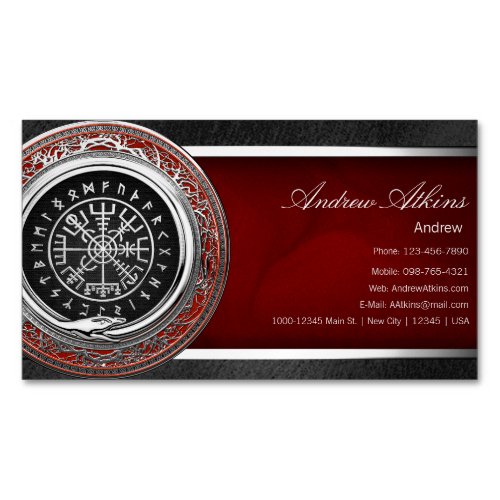 001 Vegvisir _ Viking Silver Magic Runic Compass Business Card Magnet