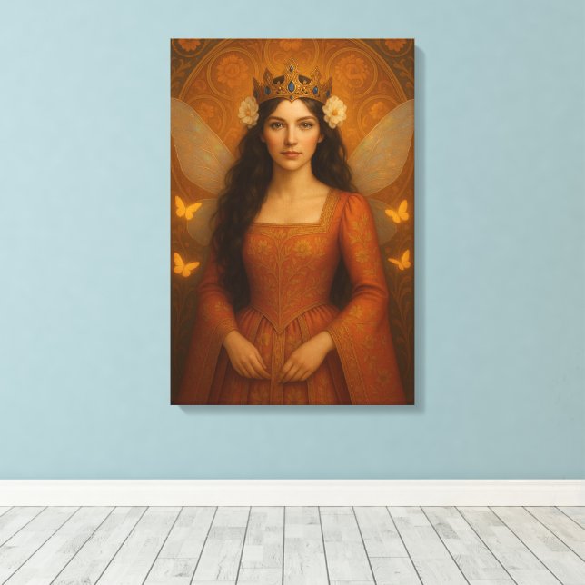 002_A fairy princess in burnt orange. Canvas Print (Insitu(Wood Floor))