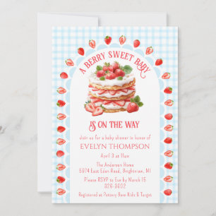 002 Cerulean Strawberry Shortcake Baby Shower Invitation