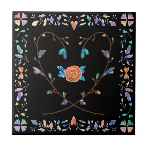 002 heart rose pattern ceramic tile