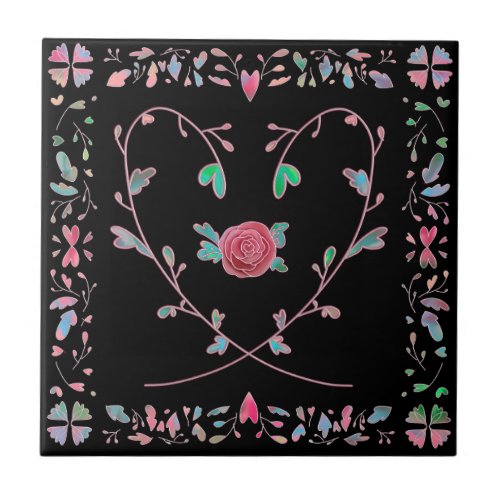 002 heart rose pattern ceramic tile