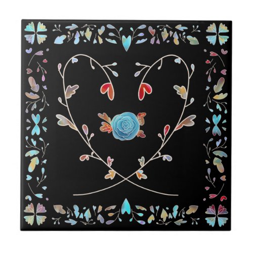 002 heart rose pattern ceramic tile