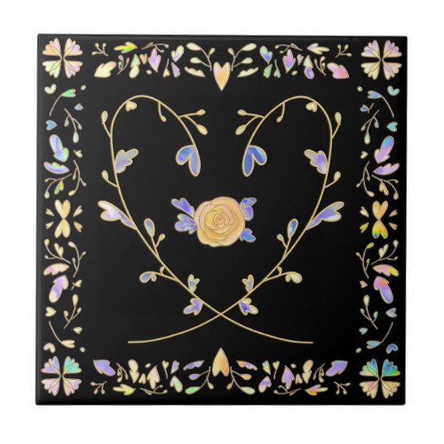 002 heart rose pattern ceramic tile