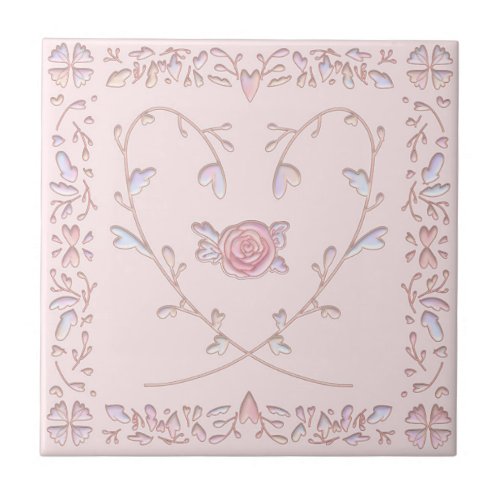 002 heart rose pattern ceramic tile