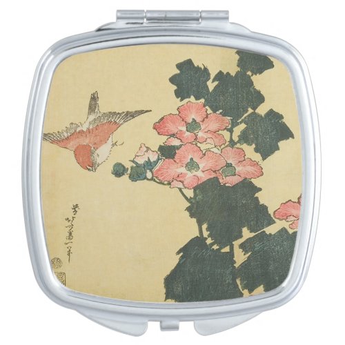 003_010 KATSUSHIKA Hokusai Fuyou to Suzume Compa Compact Mirror